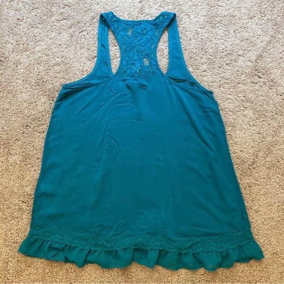 Aeropostale Women’s Top Size Medium Turquoise Open Knit  Flowy Sleeveless - Picture 15 of 16